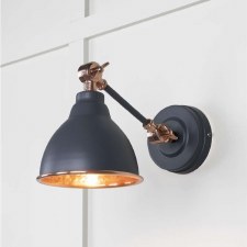 From The Anvil Brindley Wall Light Slate With Hammered Copper Interior