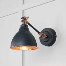 From The Anvil Brindley Wall Light Soot With Hammered Copper Interior