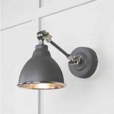 From The Anvil Brindley Wall Light Bluff With Hammered Nickel Interior