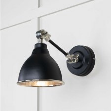 From The Anvil Brindley Wall Light Elan Black With Hammered Nickel Interior