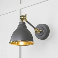 From The Anvil Brindley Wall Light Bluff With Smooth Brass Interior