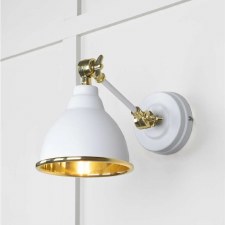 From The Anvil Brindley Wall Light Flock With Smooth Brass Interior