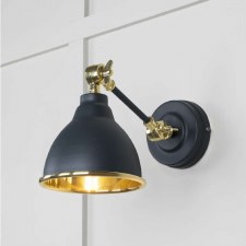 From The Anvil Brindley Wall Light Soot With Smooth Brass Interior