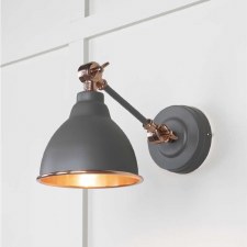 From The Anvil Brindley Wall Light Bluff With Smooth Copper Interior