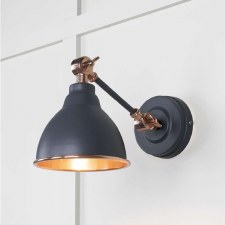 From The Anvil Brindley Wall Light Slate With Smooth Copper Interior