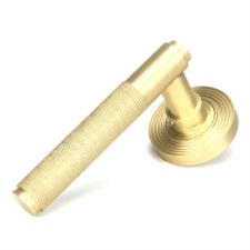 Door Handles : Round Rose Door Handles : Satin Brass - Broughtons Lighting  & Ironmongery