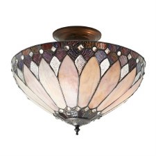 Interiors 1900 Brooklyn Tiffany Semi Flush Ceiling Light Interiors 1900 Brooklyn Tiffany Semi Flush Ceiling Light