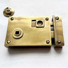 Brooksby Rim Latch 4" with Emergency Release Renovated Brass