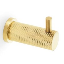 Brunel Knurled Robe Hook Satin Brass PVD