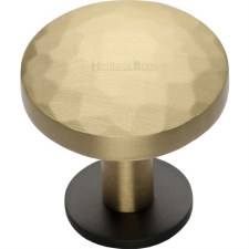 Heritage Hammered Cabinet Knob C3876 38mm Satin Brass & Matt Black Heritage Hammered Cabinet Knob C3876 38mm Satin Brass & Matt Black