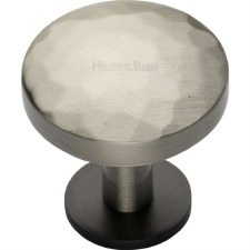 Heritage Hammered Cabinet Knob C3876 38mm Satin Nickel & Matt Black Heritage Hammered Cabinet Knob C3876 38mm Satin Nickel & Matt Black