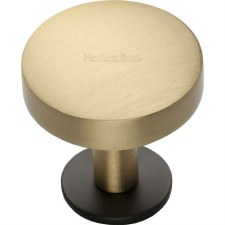Heritage Disc Cabinet Knob C3878 38mm Satin Brass & Matt Black