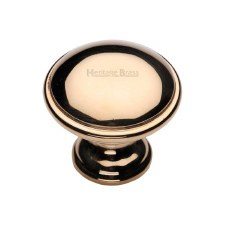 Heritage Domed Cabinet Knob C3950 32mm Polished Brass Unlacquered