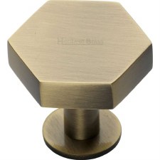 Heritage Brass Cabinet Knob Stepped Disc Design with Rose 38mm