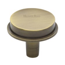 Heritage Flat Round Cabinet Knob C4592 32mm Antique Brass