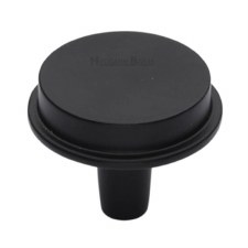 Heritage Flat Round Cabinet Knob C4592 32mm Matt Black