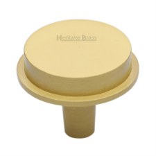 Heritage Flat Round Cabinet Knob C4592 32mm Satin Brass