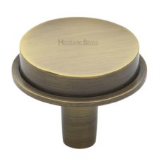 Heritage Flat Round Cabinet Knob C4592 38mm Antique Brass