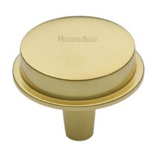 Heritage Flat Round Cabinet Knob C4592 38mm Polished Brass