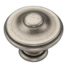 Heritage Domed Cabinet Knob TK4408 35mm Distressed Pewter