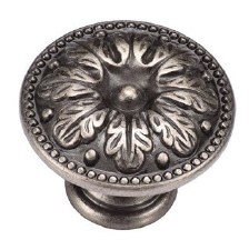 Heritage Floral Cabinet Knob TK4479 30mm Distressed Pewter