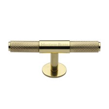 Heritage Knurled T-Bar Cabinet Knob C4463 60mm Polished Brass