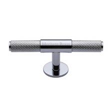 Heritage Knurled T-Bar Cabinet Knob C4463 60mm Polished Chrome