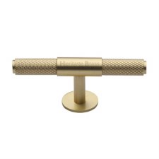 Heritage Knurled T-Bar Cabinet Knob C4463 60mm Satin Brass