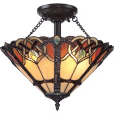 Quoizel Asheville Tiffany Semi Flush Light Valiant Bronze