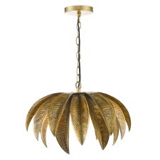 Cara Palm Pendant Light Antique Gold