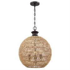 Quoizel Casablanca 3 Light Pendant Paladian Bronze & Rope Quoizel Casablanca 3 Light Pendant Paladian Bronze & Rope