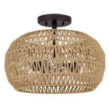 Quoizel Casablanca 3 Light Semi Flush Paladian Bronze & Rope Quoizel Casablanca 3 Light Semi Flush Paladian Bronze & Rope