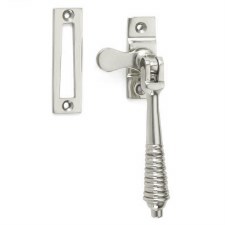 Reeded Casement Fastener Mortice Plate Polished Nickel