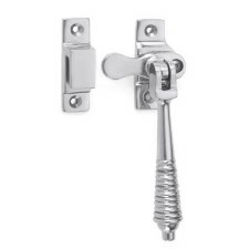 Lockable Reeded Casement Fastener Hook Plate Polished Chrome