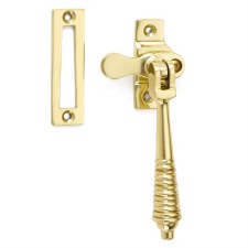 Croft 6436 Lockable Reeded Casement Fastener Mortice Plate Polished Brass Unlacquered