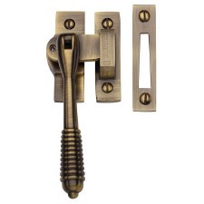 Heritage Locking Reeded Casement Fastener V894L Antique Brass Lacquered Heritage Locking Reeded Casement Fastener V894L Antique Brass Lacquered