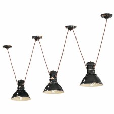 Ferroluce Pendant Ceiling 3 Light C1692 Vintage Nero