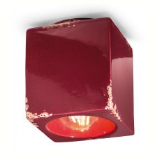 Ferroluce Square Ceiling Light C987 Vintage Bordeaux