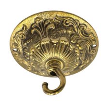 Decorative Ceiling Hook Plate P5 - Polished Brass