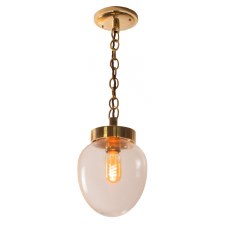 Charlestion Pendant Light Polished Brass Unlacquered with Clear Glass