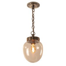 Charlestion Pendant Light Renovated Brass with Clear Glass