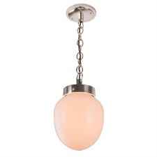 Charlestion Pendant Light Polished Nickel with Opal Glass