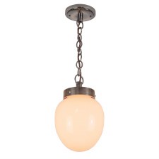 Charlestion Pendant Light Renovated Brass with Opal Glass