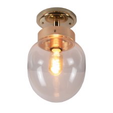 Charleston Semi Flush Ceiling Light Polished Brass Lacquered with Clear Glass