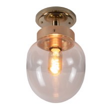 Charleston Semi Flush Ceiling Light Polished Brass Unlacquered with Clear Glass