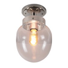 Charleston Semi Flush Ceiling Light Polished Nickel with Clear Glass