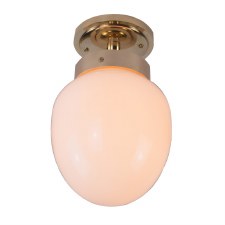 Charleston Semi Flush Ceiling Light Polished Brass Lacquered with Opal Glass