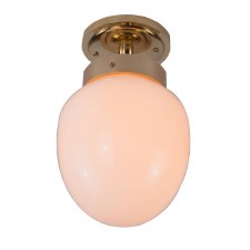 Charleston Semi Flush Ceiling Light Polished Brass Unlacquered with Opal Glass