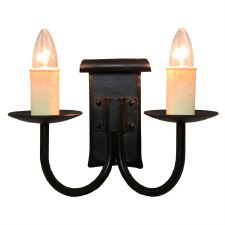 Chaucer Iron Double Wall Light with Ivory Candle Drips