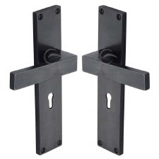 Heritage Cheswell Lock Door Handles RDB3100 Rustic Dark Bronze